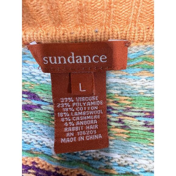 Sundance Lg Marigold Fair Isle Open Cardigan Wool Cashmere Blend Heritage Knit - Picture 2 of 9